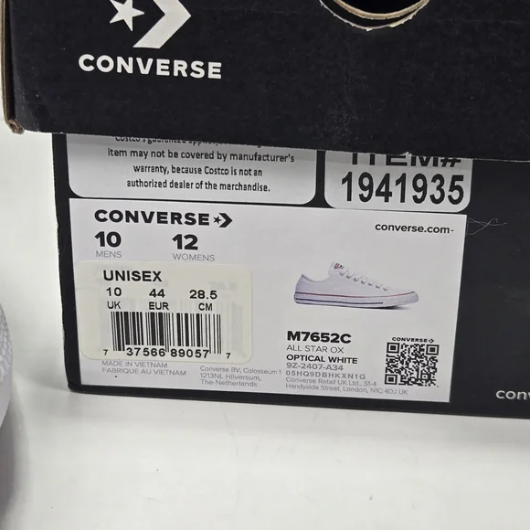 Converse Unisex Chuck Taylor All Star Low Top White Sneakers Men's 10 Women's 12 - Picture 14 of 14